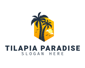 Palm Tree Paradise Island logo design