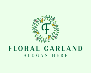 Spring Vine Wreath Garland logo design