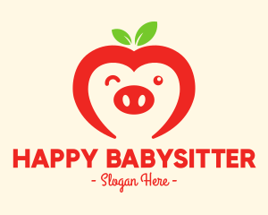 Happy Fruit Pig logo design