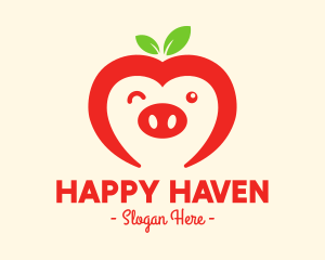 Happy Fruit Pig logo design