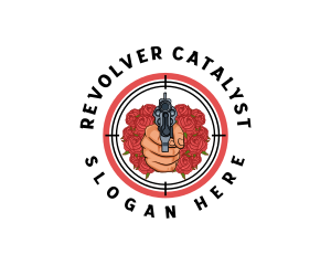 Revolver Gun Firearm logo design