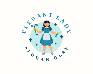 Housekeeper Cleaning Lady logo design