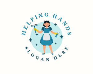 Housekeeper Cleaning Lady logo design