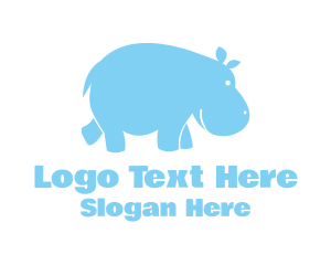 Blue Hippo Animal logo