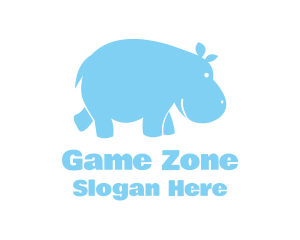 Blue Hippo Animal Logo