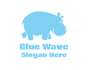 Blue Hippo Animal logo design