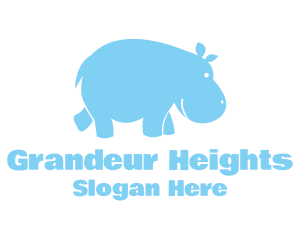 Blue Hippo Animal logo design