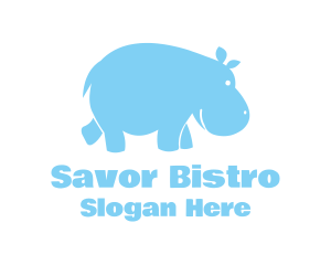 Blue Hippo Animal logo