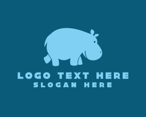 Blue Hippo Animal logo