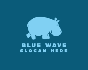 Blue Hippo Animal logo design