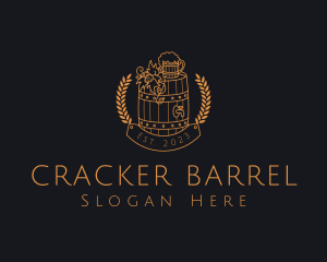 Wreath Beer Barrel logo design