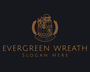 Wreath Beer Barrel logo design