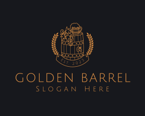 Wreath Beer Barrel logo design