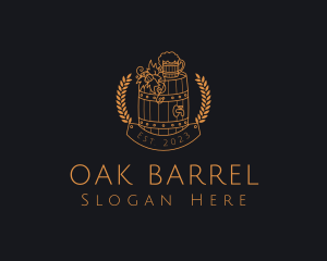 Wreath Beer Barrel logo design