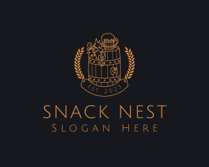 Wreath Beer Barrel logo design