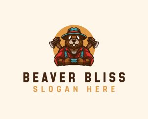 Lumberjack Beaver Axe logo design