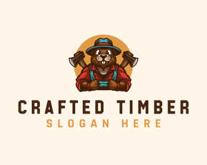 Lumberjack Beaver Axe logo design