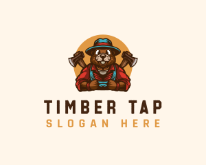 Lumberjack Beaver Axe logo design