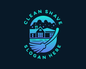 Cleaning House Broom logo design