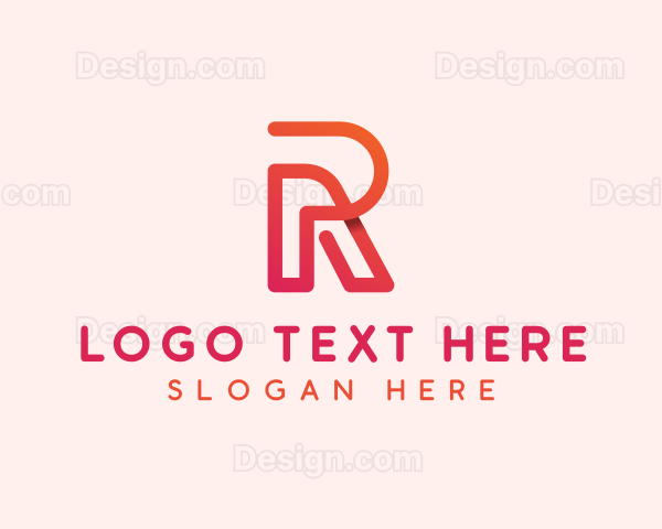 Gradient Monoline Letter R Logo