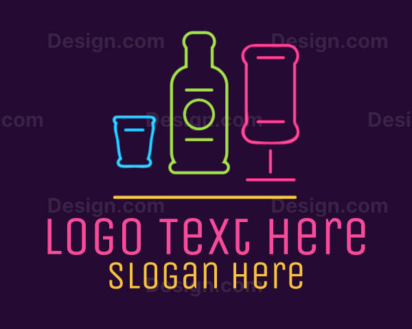 Nightclub Bar Neon Lights Logo