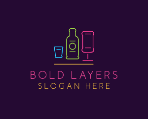 Nightclub Bar Neon Lights logo design