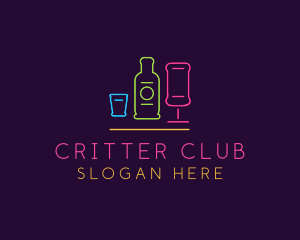 Nightclub Bar Neon Lights logo design