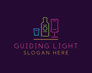 Nightclub Bar Neon Lights logo design