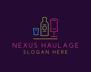 Nightclub Bar Neon Lights logo design