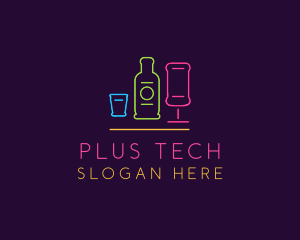 Nightclub Bar Neon Lights logo design