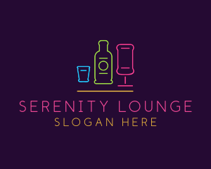 Nightclub Bar Neon Lights logo design