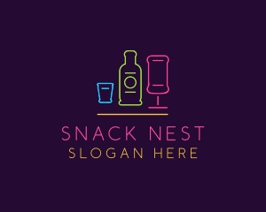 Nightclub Bar Neon Lights logo design