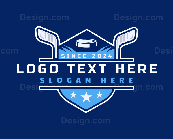 Blue Ice Hockey Emblem Logo