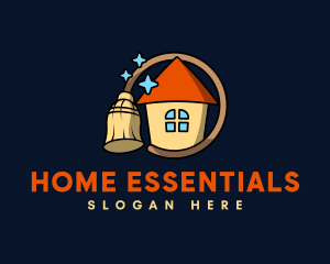 Home Cleaning Broom logo design