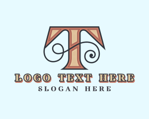 Retro Decorative Letter T logo
