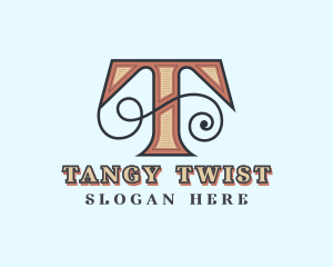 Retro Decorative Letter T logo design