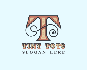 Retro Decorative Letter T logo design