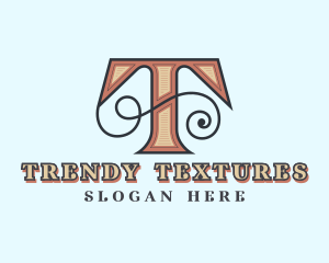 Retro Decorative Letter T logo design