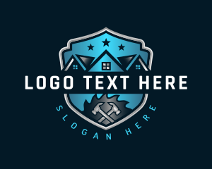 House Roof Hammer Remodeling Logo