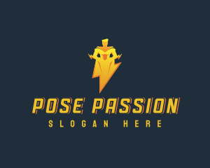 Lightning Superhero Pose logo design