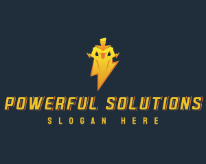 Lightning Superhero Pose logo design