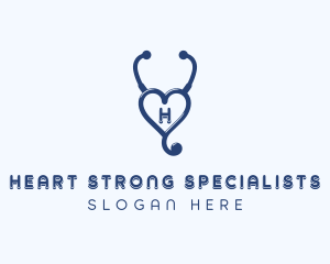 Stethoscope Heart Cardiology logo design