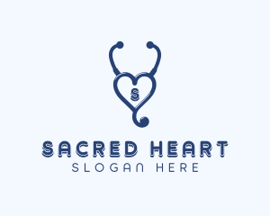 Stethoscope Heart Cardiology logo design