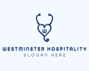 Stethoscope Heart Cardiology logo design