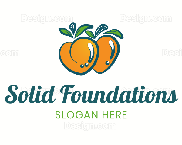 Fresh Peach Fruit Logo
