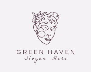 Botanical Face Woman logo design