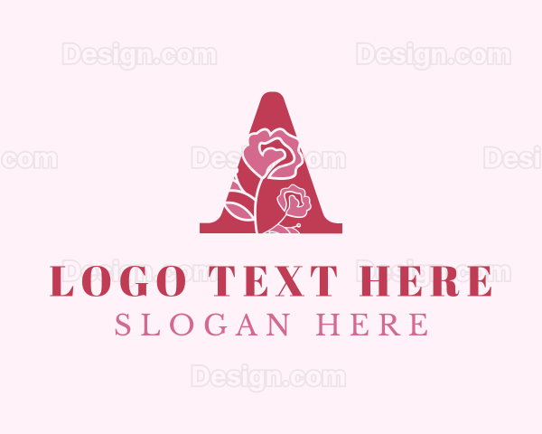 Rose Floral Letter A Logo