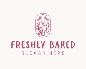 Floral Whisk Baker logo design