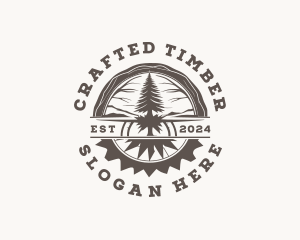 Tree Lumberjack Forest logo design