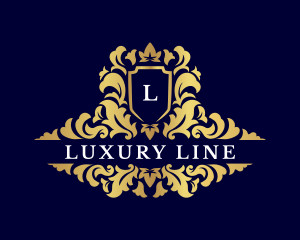 Luxury Royalty Flourish Shield  logo design